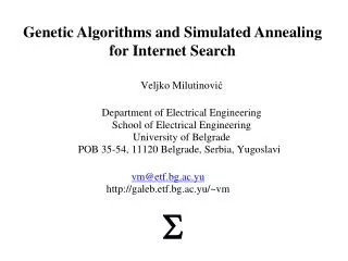 Genetic Algorithms and Simulated Annealing for Internet Search