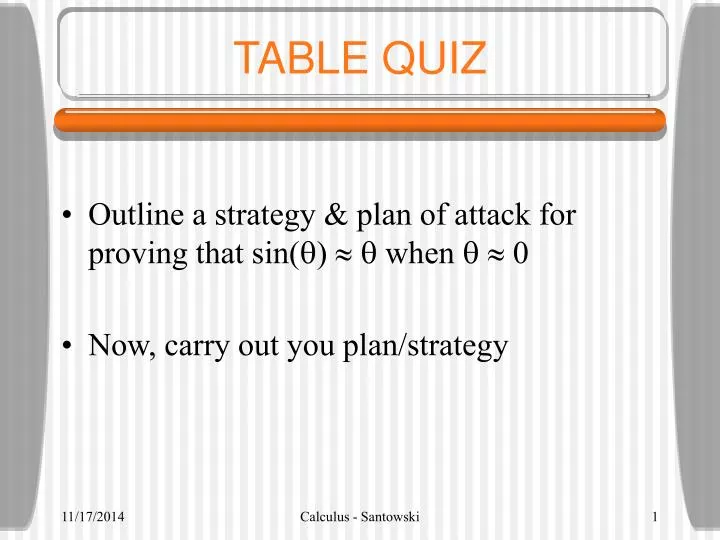 table quiz