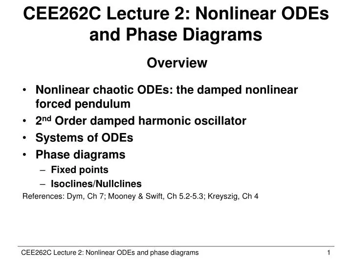 cee262c lecture 2 nonlinear odes and phase diagrams