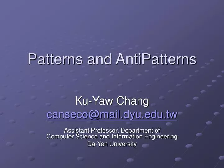 patterns and antipatterns