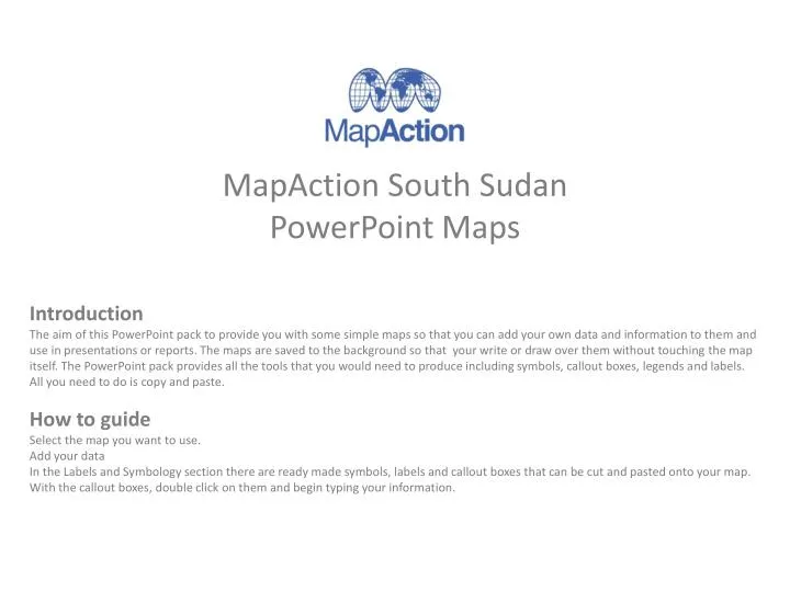 mapaction south sudan powerpoint maps