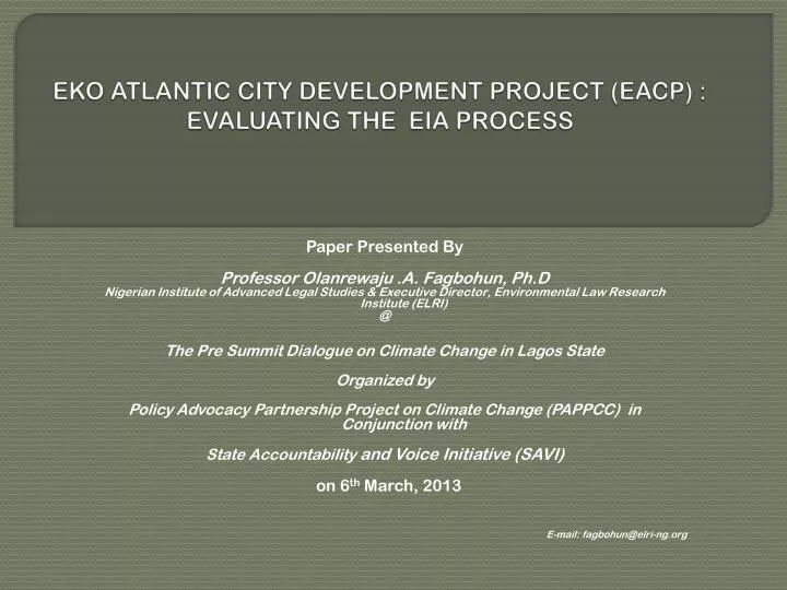 eko atlantic city development project eacp evaluating the eia process