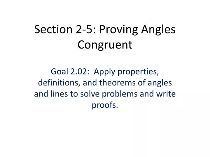 section 2 5 proving angles congruent