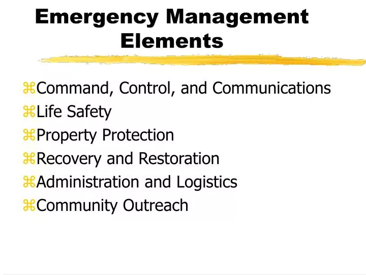emergency management elements