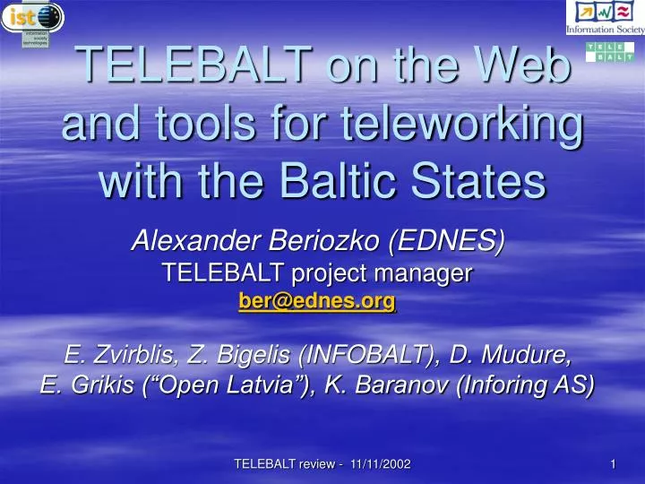 telebalt on the web and tools for teleworking with the baltic states