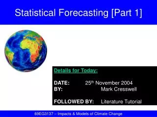 Statistical Forecasting [Part 1]