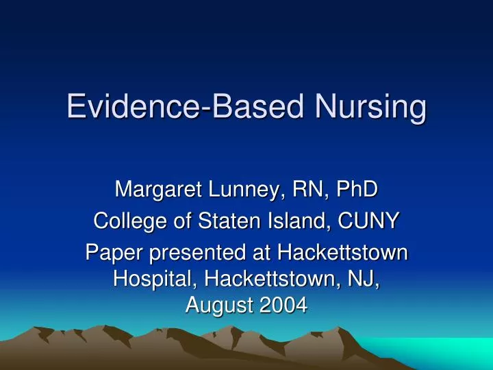 evidence based nursing