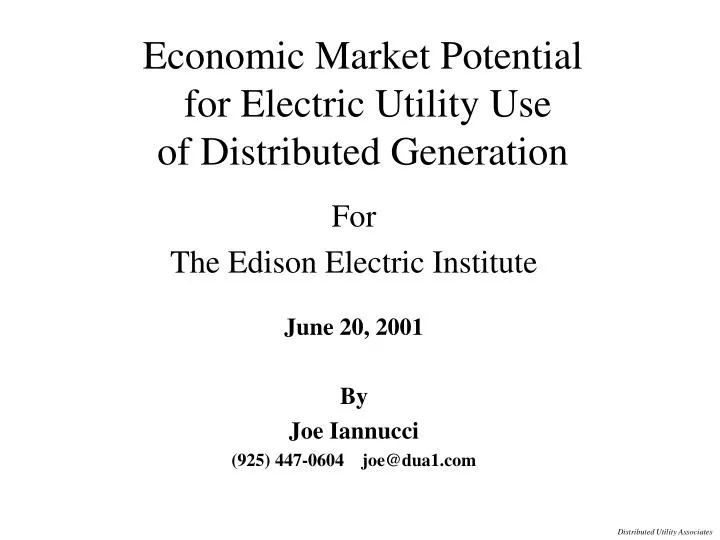 economic market potential for electric utility use of distributed generation