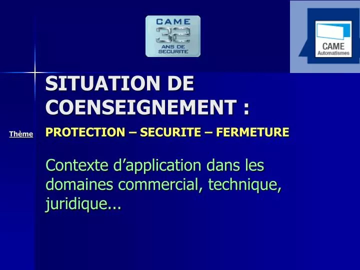 situation de coenseignement th me protection securite fermeture