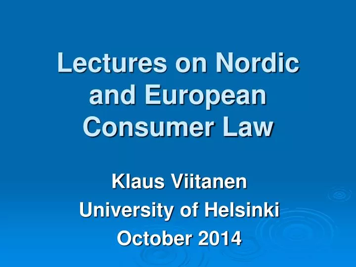 lectures on nordic and european consumer law