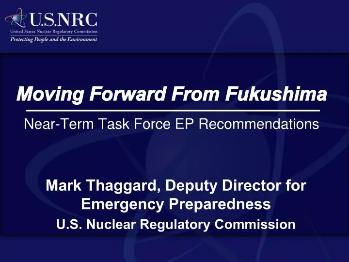 moving forward from fukushima near term task force ep recommendations