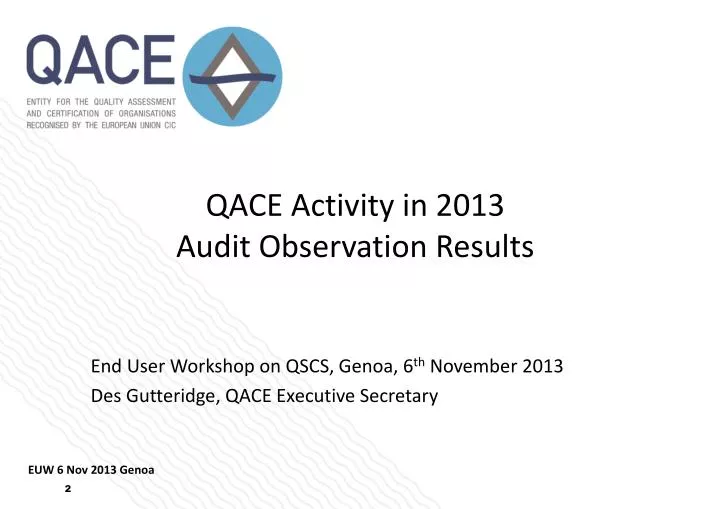 qace activity in 2013 audit observation results