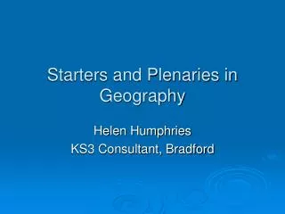 Starters and Plenaries in Geography
