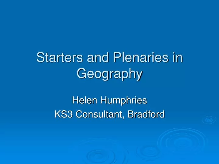 starters and plenaries in geography
