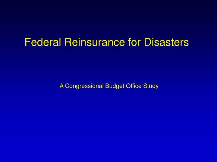 federal reinsurance for disasters