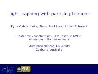 light trapping with particle plasmons