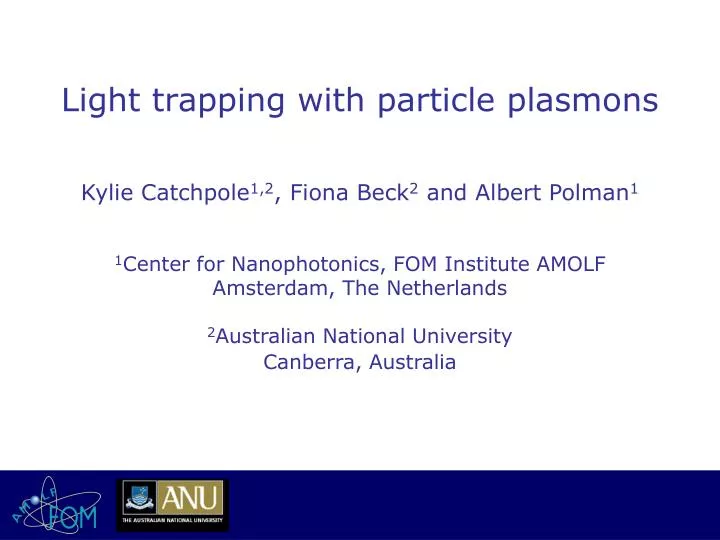 light trapping with particle plasmons