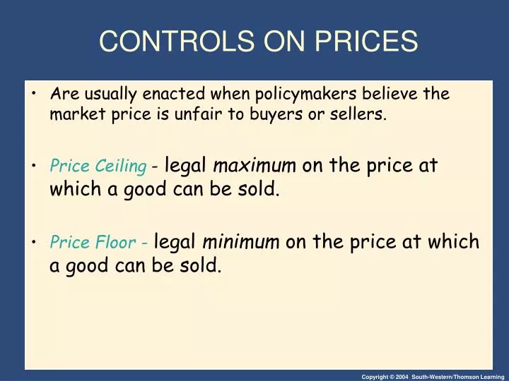 controls on prices
