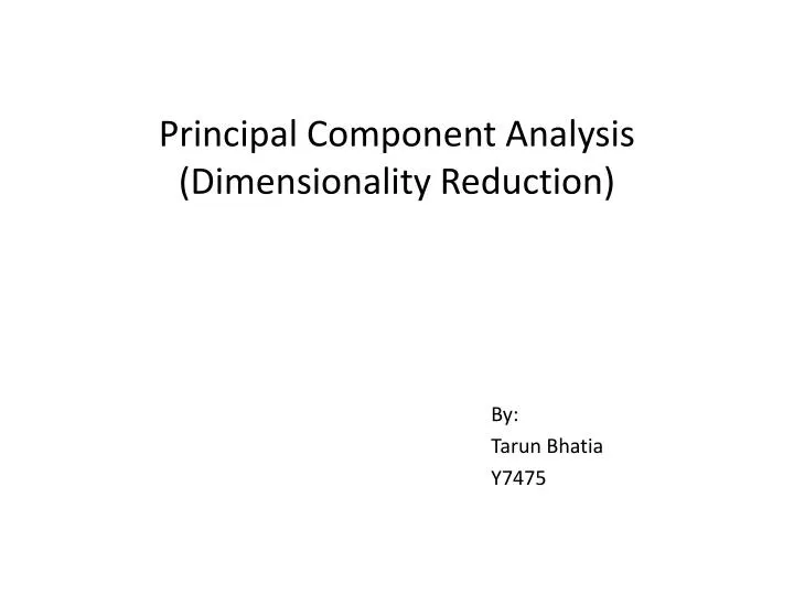 principal component analysis dimensionality reduction