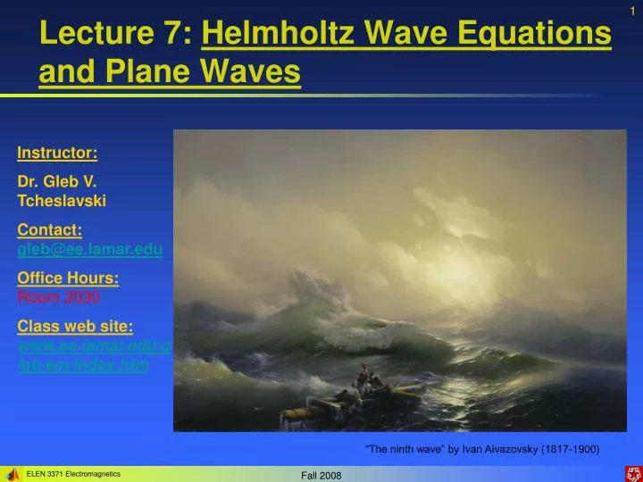 lecture 7 helmholtz wave equations and plane waves