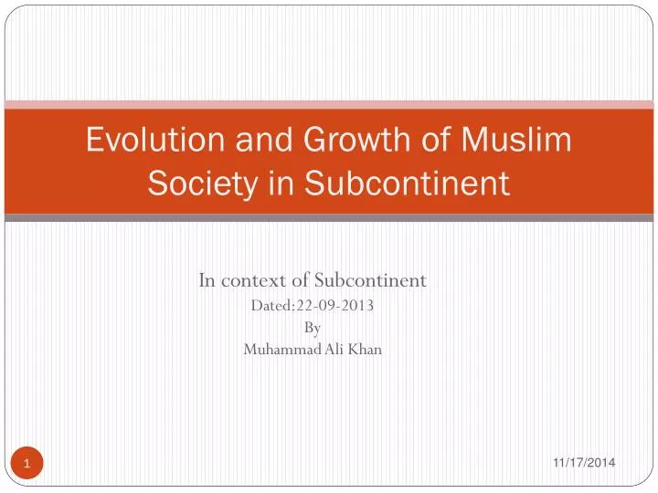 evolution and growth of muslim society in subcontinent