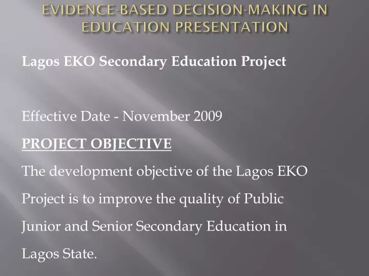 evidence based decision making in education presentation