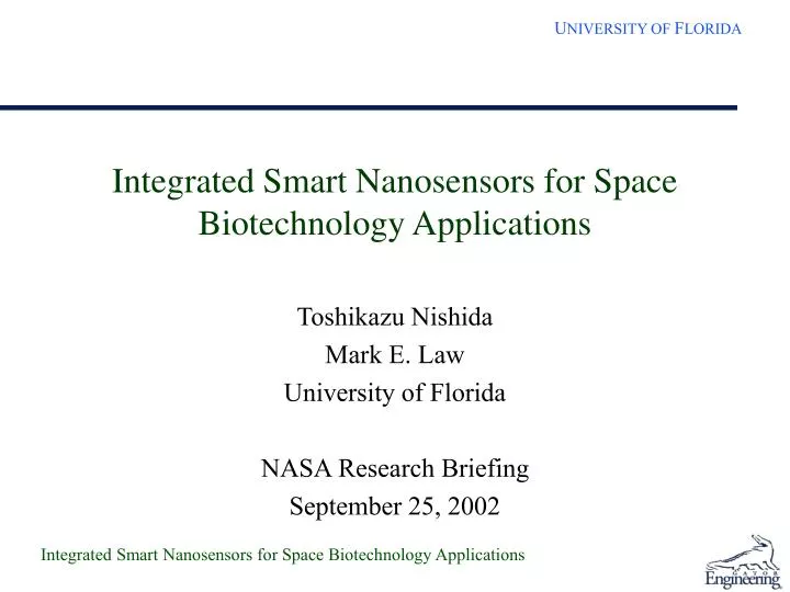 integrated smart nanosensors for space biotechnology applications