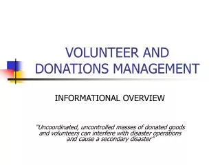 VOLUNTEER AND DONATIONS MANAGEMENT