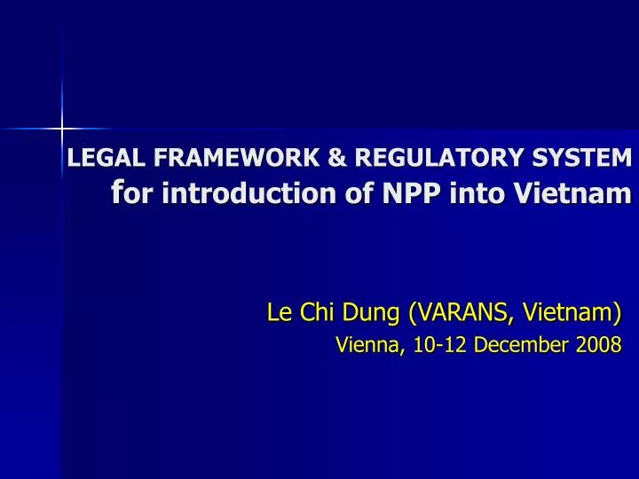 legal framework regulatory system f or introduction of npp into vietnam