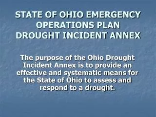 STATE OF OHIO EMERGENCY OPERATIONS PLAN DROUGHT INCIDENT ANNEX