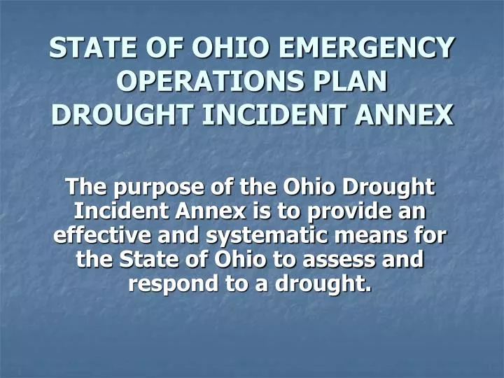 state of ohio emergency operations plan drought incident annex