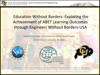Kaitlin Litchfield, Amy Javernick -Will, Daniel Knight University of Colorado, Boulder