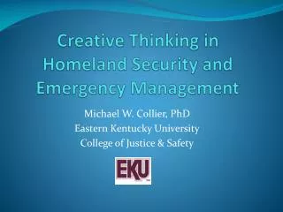 Creative Thinking in Homeland Security and Emergency Management
