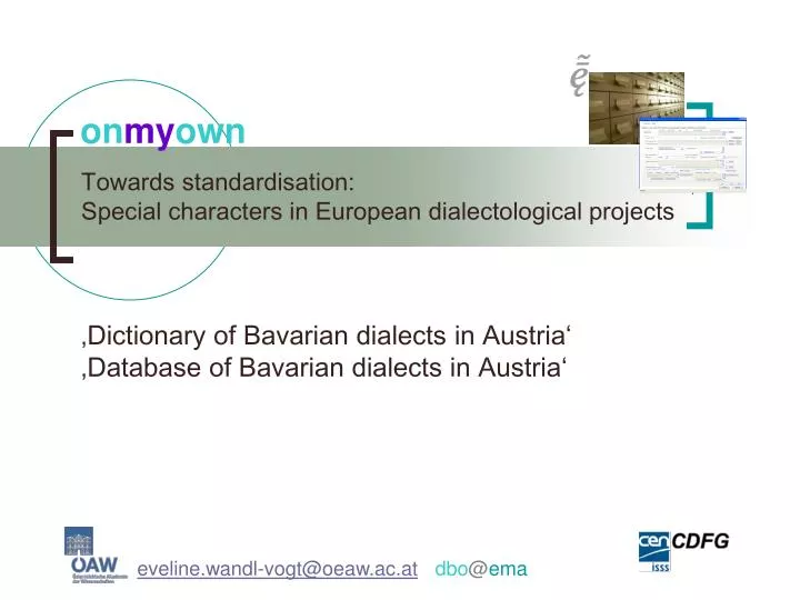 towards standardisation special characters in european dialectological projects