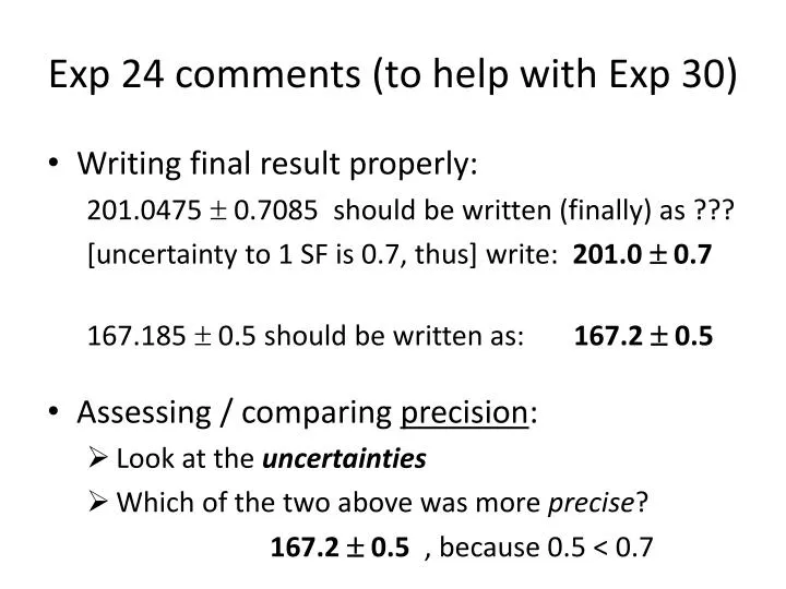 exp 24 comments to help with exp 30