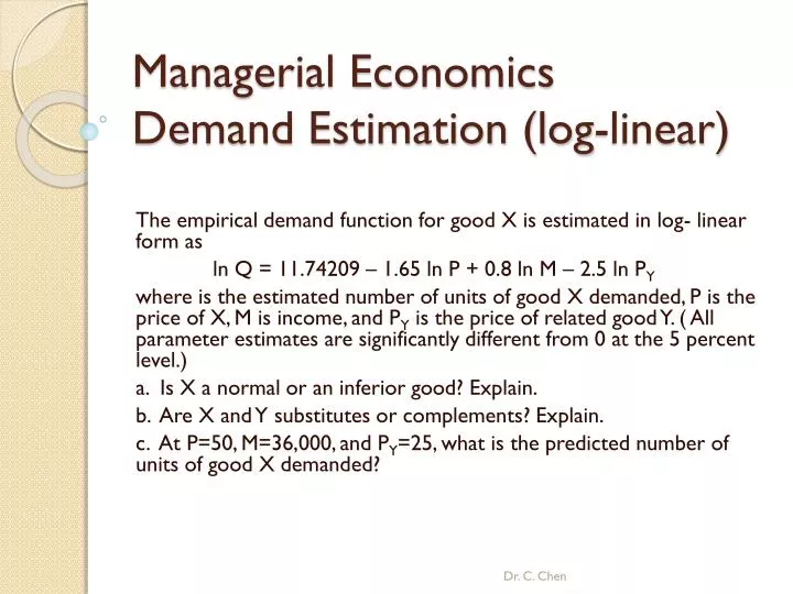 managerial economics demand estimation log linear