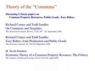 Theory of the “Commons”