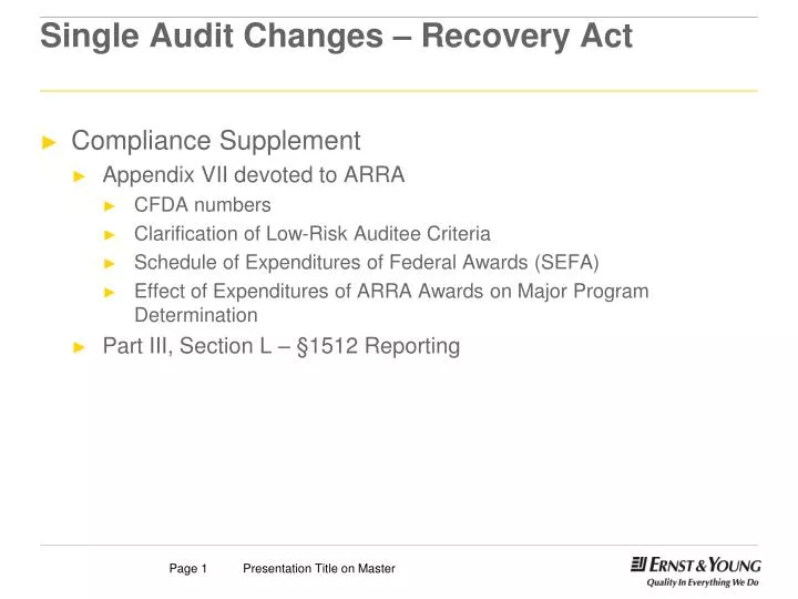 single audit changes recovery act