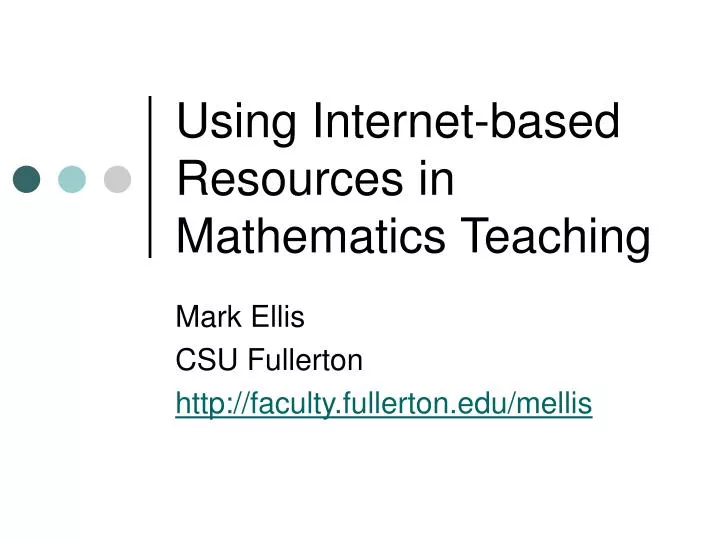 using internet based resources in mathematics teaching
