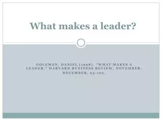 What makes a leader?