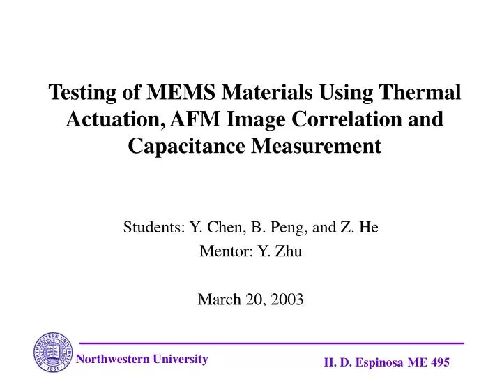 testing of mems materials using thermal actuation afm image correlation and capacitance measurement