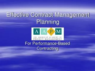 effective contract management planning