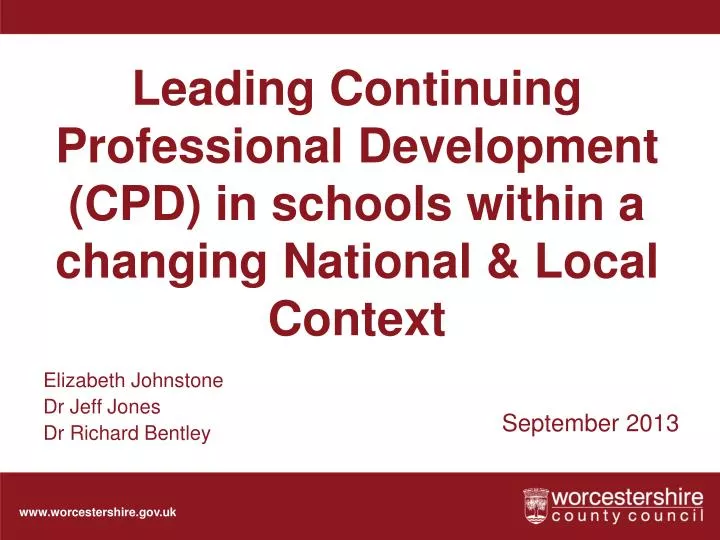 leading continuing professional development cpd in schools within a changing national local context