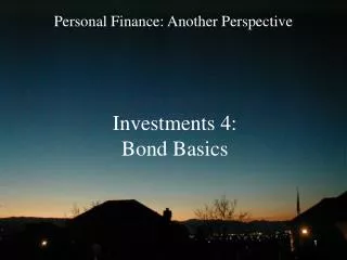 Investments 4: Bond Basics