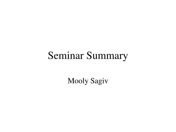 seminar summary