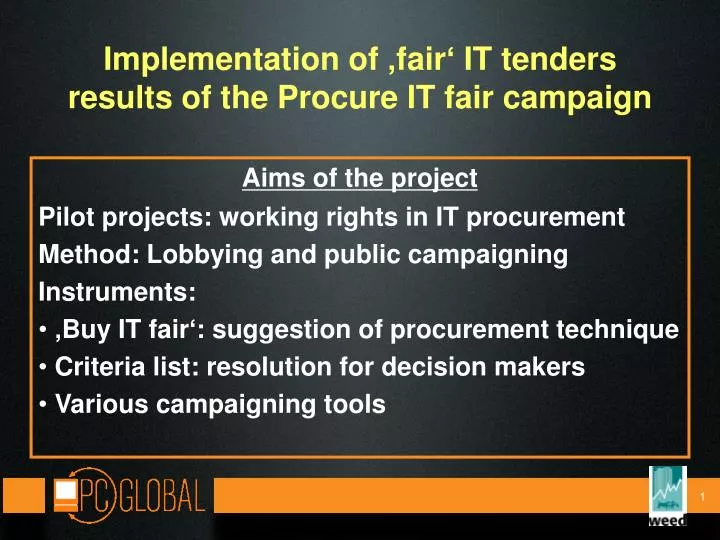 implementation of fair it tenders results of the procure it fair campaign