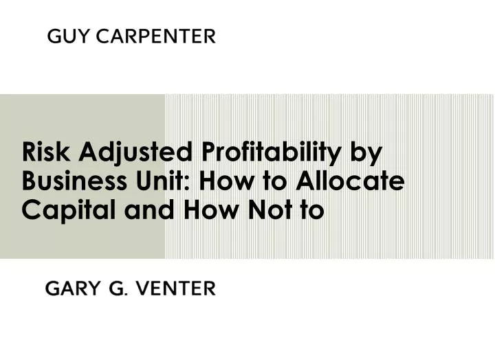 risk adjusted profitability by business unit how to allocate capital and how not to