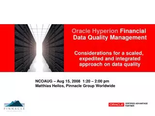 Oracle Hyperion Financial Data Quality Management