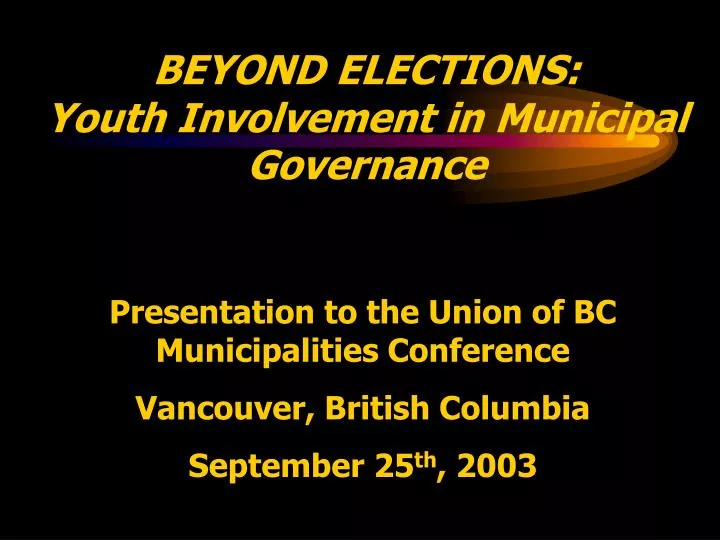 beyond elections youth involvement in municipal governance