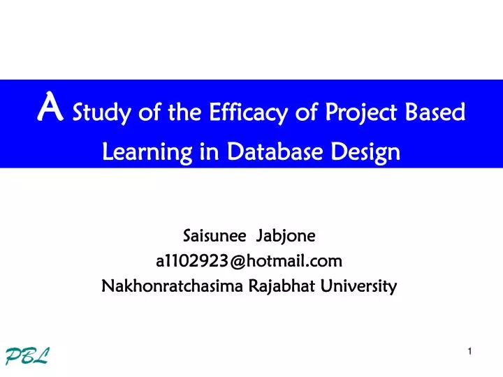 a study of the efficacy of project based learning in database design